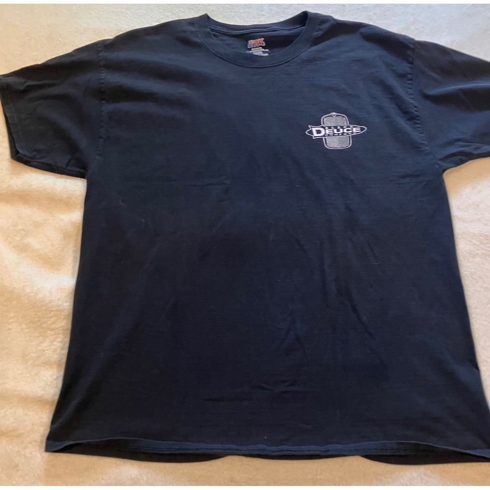 Vintage Hanes Black Deuce Society T-Shirt Mens XL Black Y2K Graphic Hot Rod Car - Picture 7 of 9